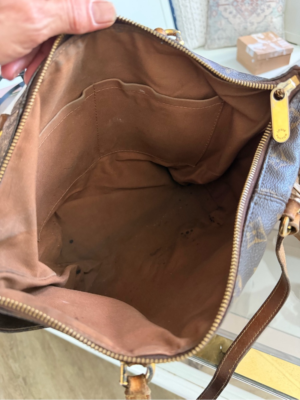 Louis Vuitton Monogram Canvas Shoulder Tote in Dark Brown and Tan - Picture 6 of 6